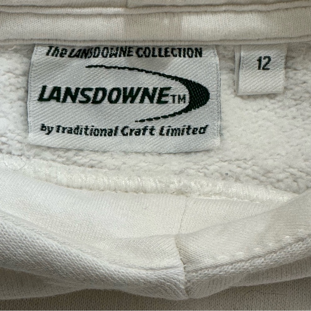 Lansdowne VTG ☘️ Ireland Youth White Hooded Sweatshirt Size 12 Kangaroo Pocket - Picture 4 of 9
